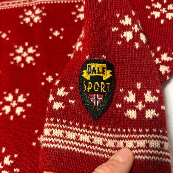 Dale of Norway US Olympic Collection Red Wool Nordic Snowflake Quarter Zip Small - Picture 9 of 16